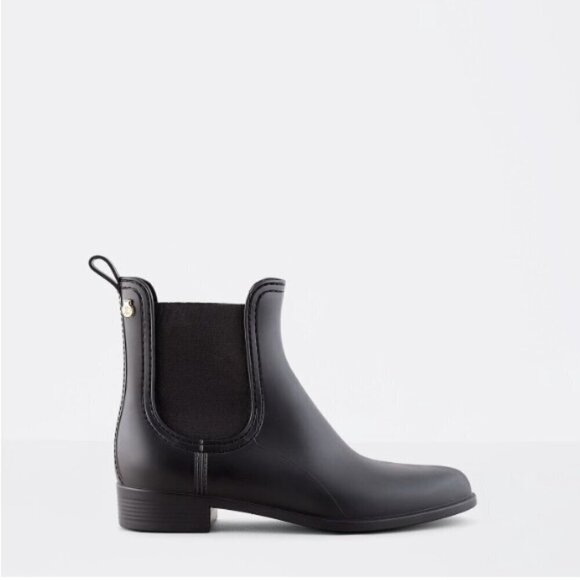 LEMON JELLY BLACK ANKLE CHELSEA RAIN BOOTS, Vegan Matte Slip-on Waterproof EU 40 - Picture 1 of 16